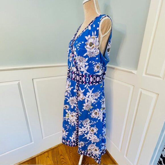 Chris McLaughlin Plus Size A-Line Blue & White Floral Stretch Midi Dress 22W - Picture 5 of 10
